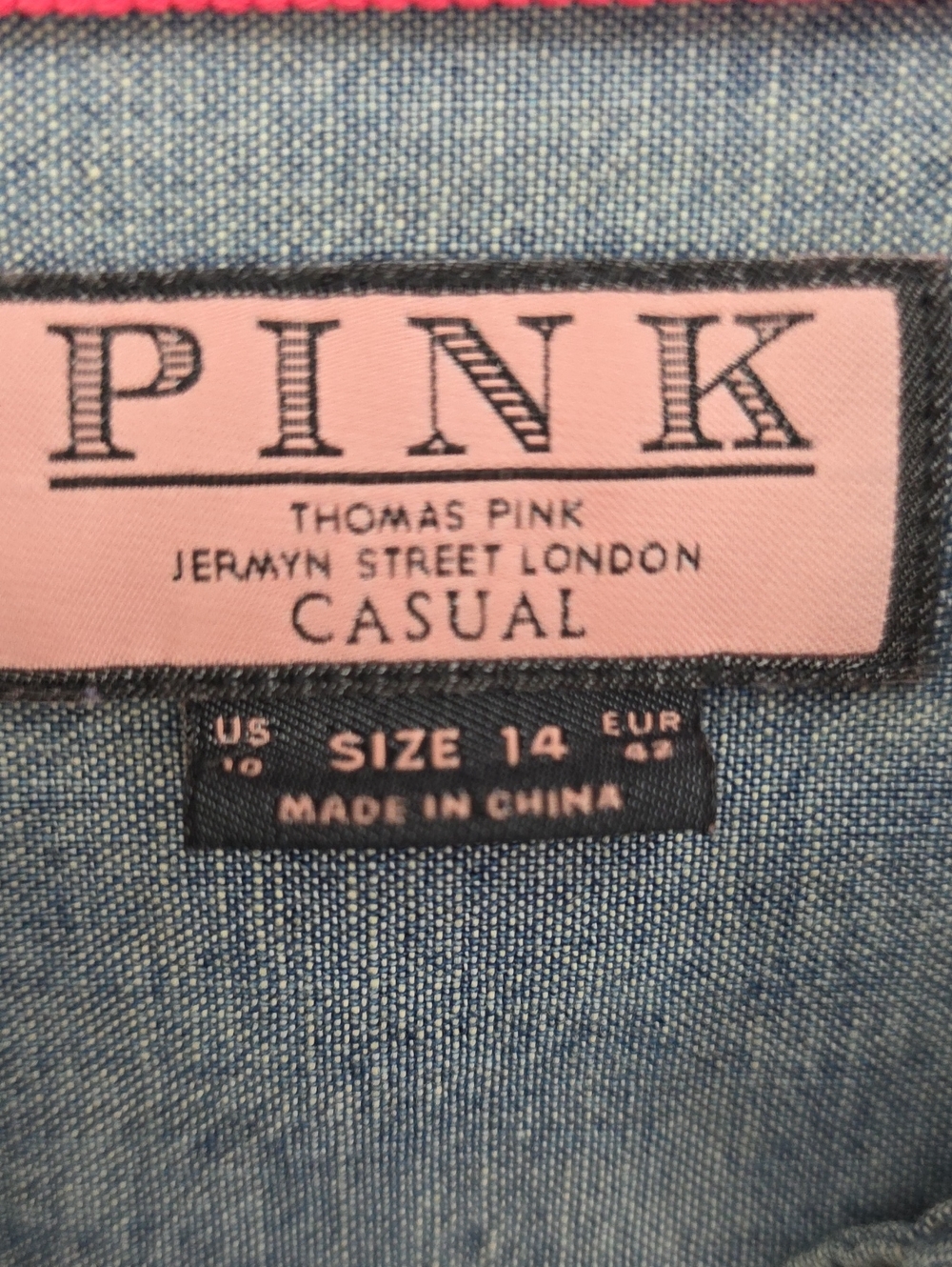 Thomas Pink PINK Casual Chambray Denim Popover Shirt Women's Size 14